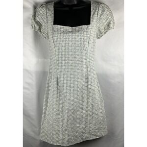 Hem &‎ Thread Women's Small Gingham Embroidered Light Blue/ Gray Dress Tie Back